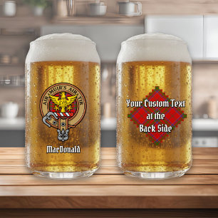 Verre Canette Cimier du Clan MacDonald de Keppoch sur tartan