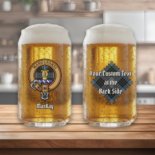 Verre Canette Cimier du Clan MacKay sur Tartan Bleu