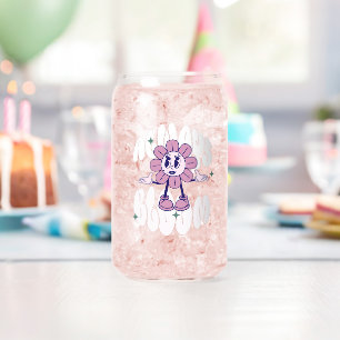 Verre Canette Citation de dessin animé de tournesol rétro rose
