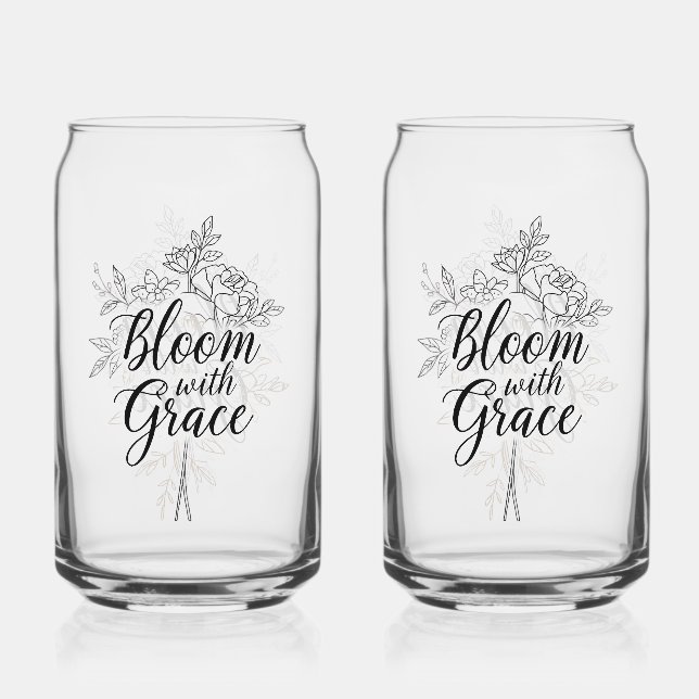 Verre Canette Citation florale inspirante "Bloom with Grace" (Recto)