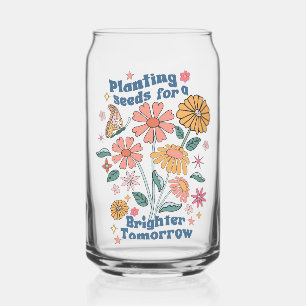 Verre Canette Citation Florale Rétro