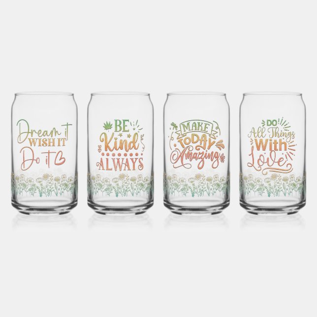 Verre Canette Citations Motivationnelles Ensemble de Fleurs sauv (Recto)