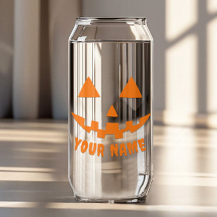 Verre Canette Citrouille Halloween Orange Personnalisée Votre No