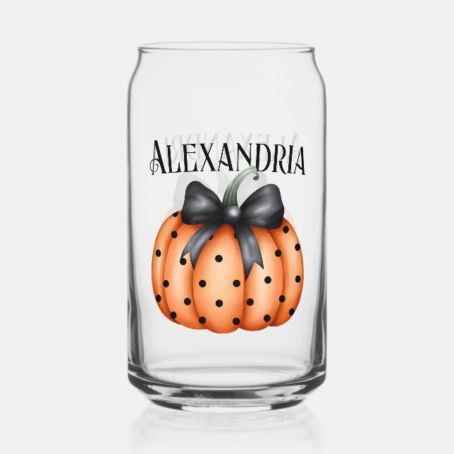 Verre Canette Citrouille Halloween personnalisé Bow (Verso)