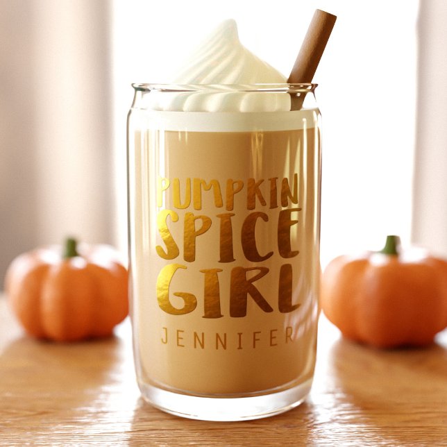 Verre Canette Citrouille Spice Girl Nom personnalisé Can Glass (T'is the season for your own pumpkin spice girl glass. Just add your name)