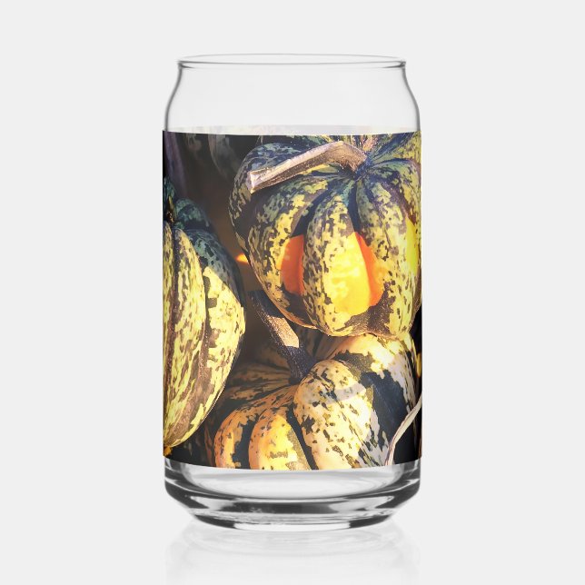 Verre Canette Citrouilles rayées en gros plan  (Recto)
