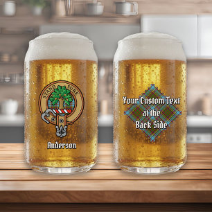 Verre Canette Clan Anderson Crest sur Tartan