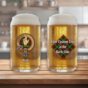 Verre Canette Clan Boyd Crest sur Tartan
