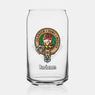Verre Canette Clan Buchanan Crest sur Tartan