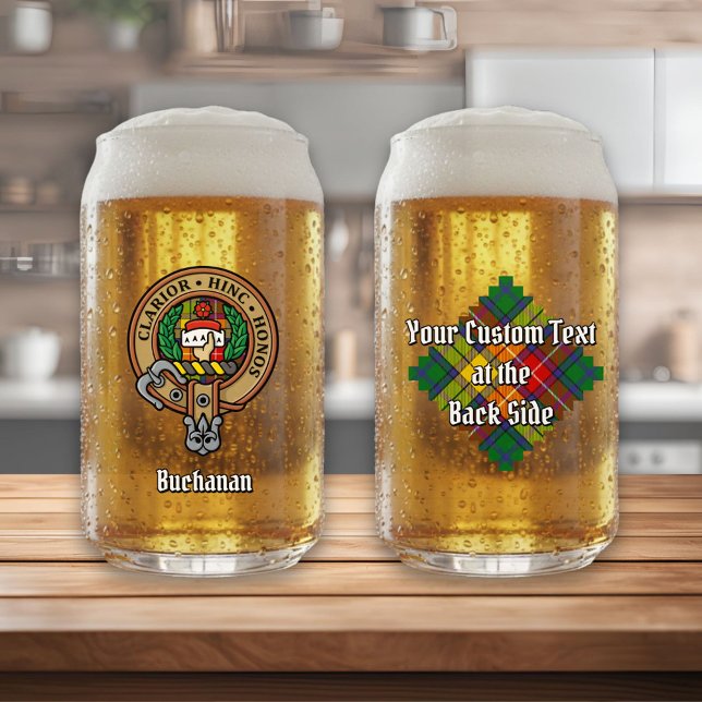 Verre Canette Clan Buchanan Crest sur Tartan (Créateur téléchargé)