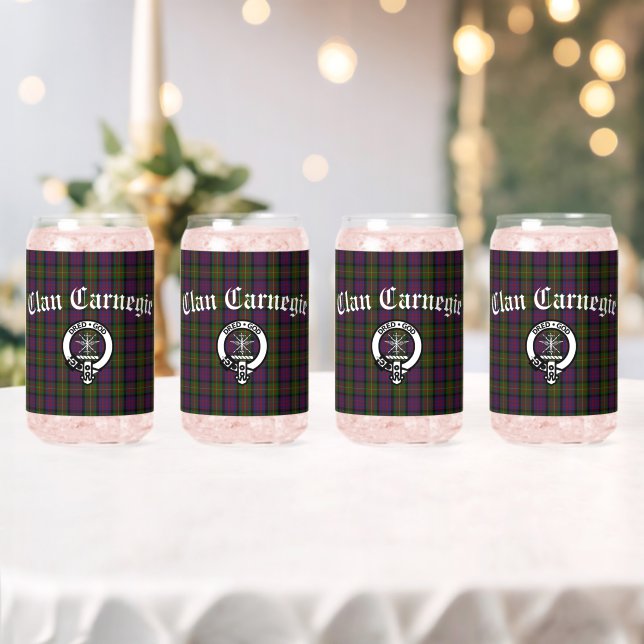 Verre Canette Clan Carnegie Crest Badge et Tartan (Insitu (Mariage))