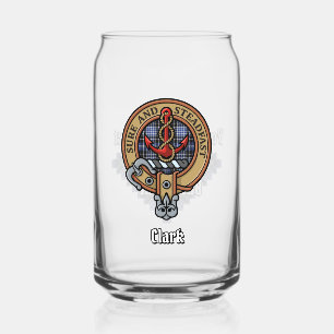 Verre Canette Clan Clark Crest sur Tartan
