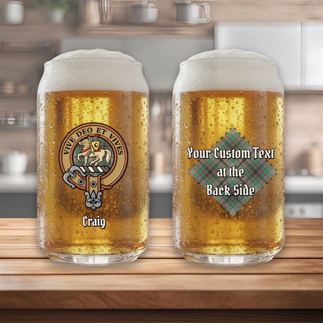 Verre Canette Clan Craig Crest sur Tartan (Créateur téléchargé)