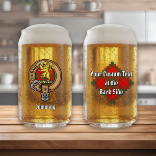 Verre Canette Clan Cumming Crest sur Tartan