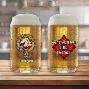 Verre Canette Clan Cunningham Crest sur Tartan