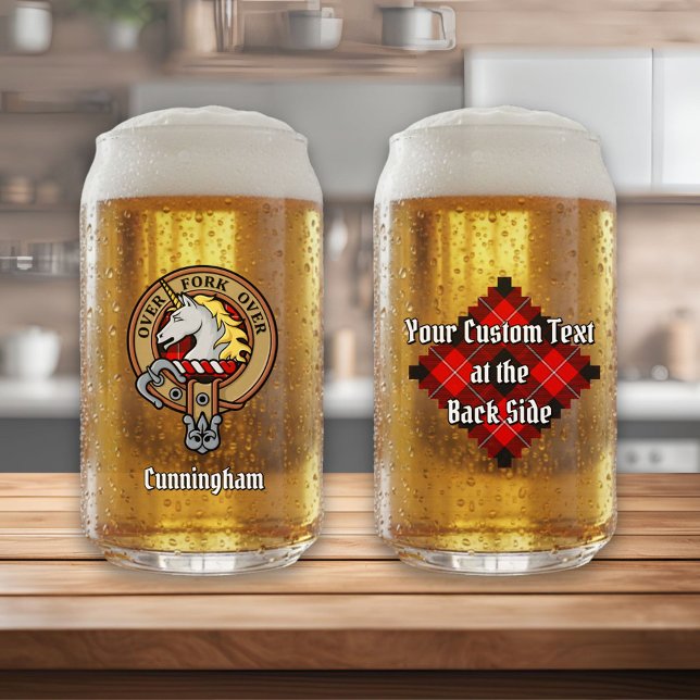 Verre Canette Clan Cunningham Crest sur Tartan (Créateur téléchargé)