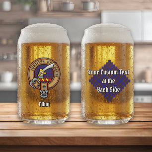 Verre Canette Clan Elliot Crest sur Tartan moderne