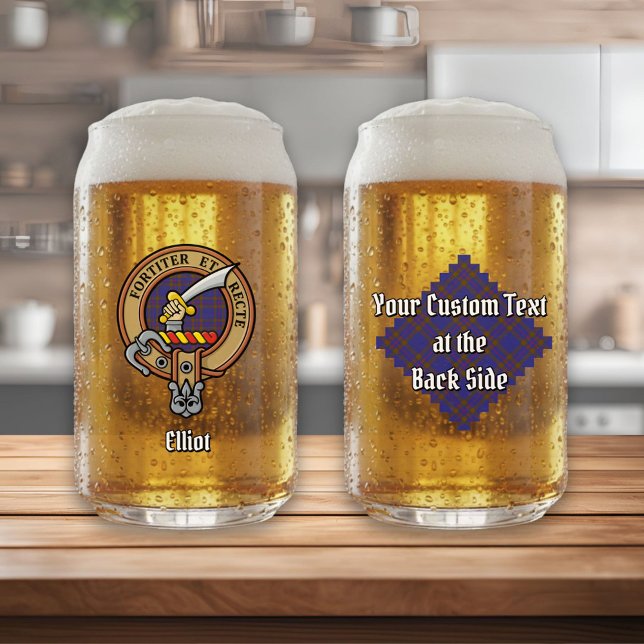 Verre Canette Clan Elliot Crest sur Tartan moderne (Créateur téléchargé)