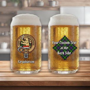 Verre Canette Clan Farquharson Crest sur Tartan