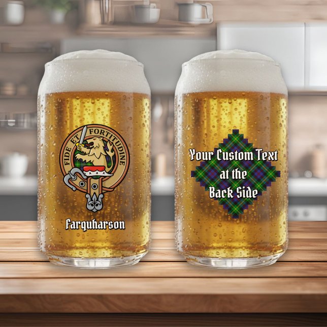 Verre Canette Clan Farquharson Crest sur Tartan (Créateur téléchargé)