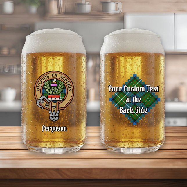 Verre Canette Clan Ferguson Crest sur Tartan (Créateur téléchargé)