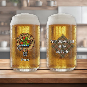 Verre Canette Clan Fraser Crest sur le tartare de chasse Patinée