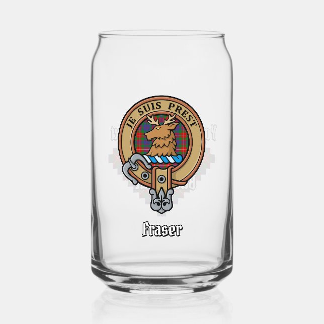 Verre Canette Clan Fraser de Lovat Crest sur Tartan (Recto)