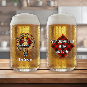 Verre Canette Clan Gregor Crest sur Rob Roy Tartan