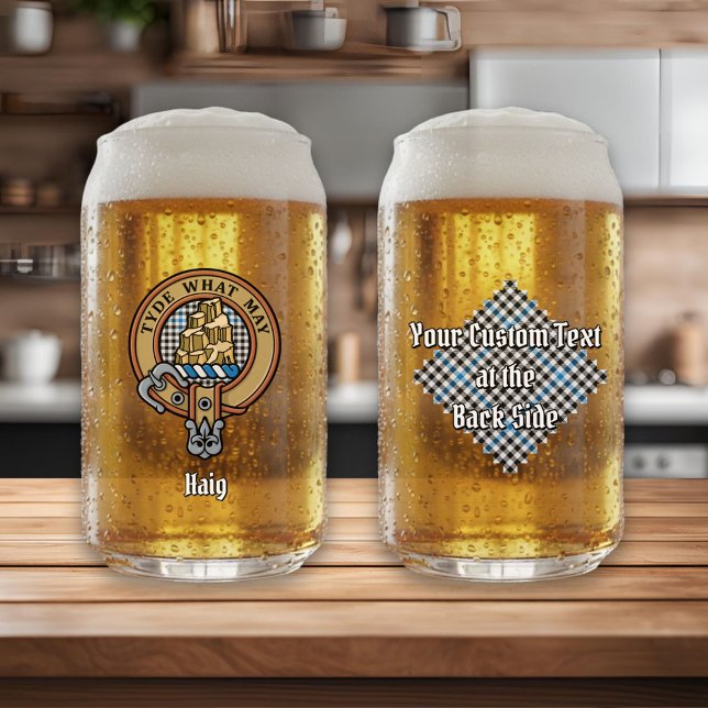 Verre Canette Clan Haig Crest over Check Tartan (Créateur téléchargé)