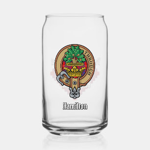 Verre Canette Clan Hamilton Crest sur Red Tartan