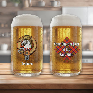 Verre Canette Clan Hepburn Crest sur Tartan