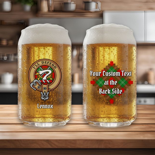 Verre Canette Clan Lennox Crest sur Tartan (Créateur téléchargé)