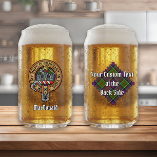 Verre Canette Clan MacDonald de Clanranald Crest sur Tartan