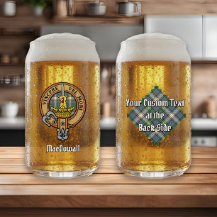 Verre Canette Clan MacDowall Crest sur Tartan
