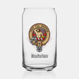 Verre Canette Clan MacFarlane Crest sur Red Tartan