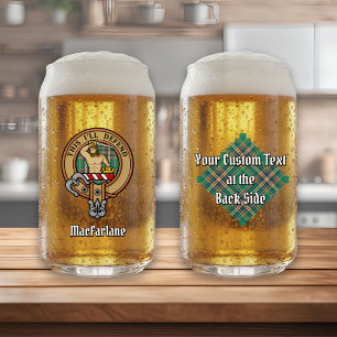 Verre Canette Clan MacFarlane Crest sur Tartan de chasse antique