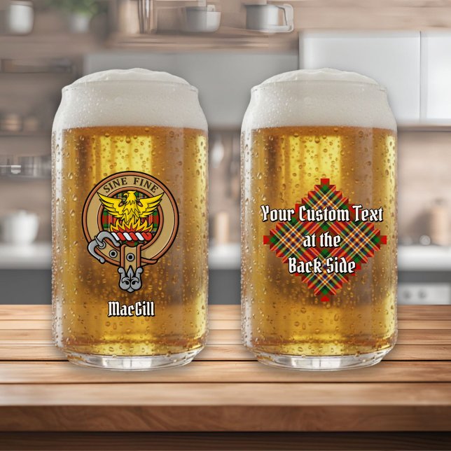 Verre Canette Clan MacGill Crest sur Tartan (Créateur téléchargé)