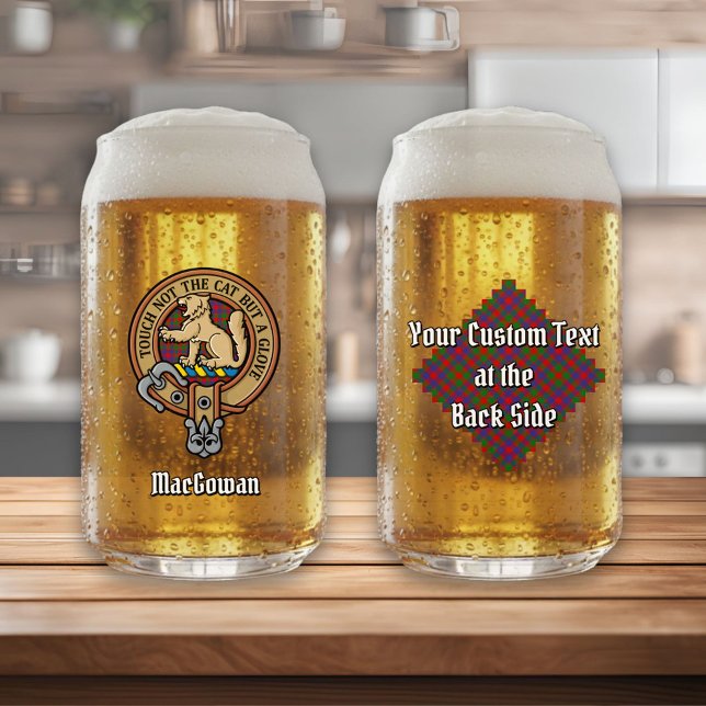 Verre Canette Clan MacGowan Crest sur Tartan (Créateur téléchargé)