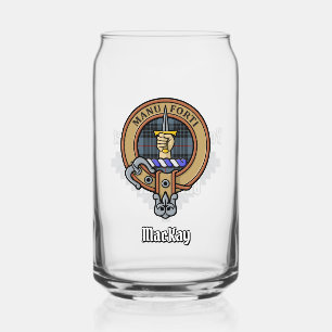 Verre Canette Clan MacKay Crest sur Blue Tartan
