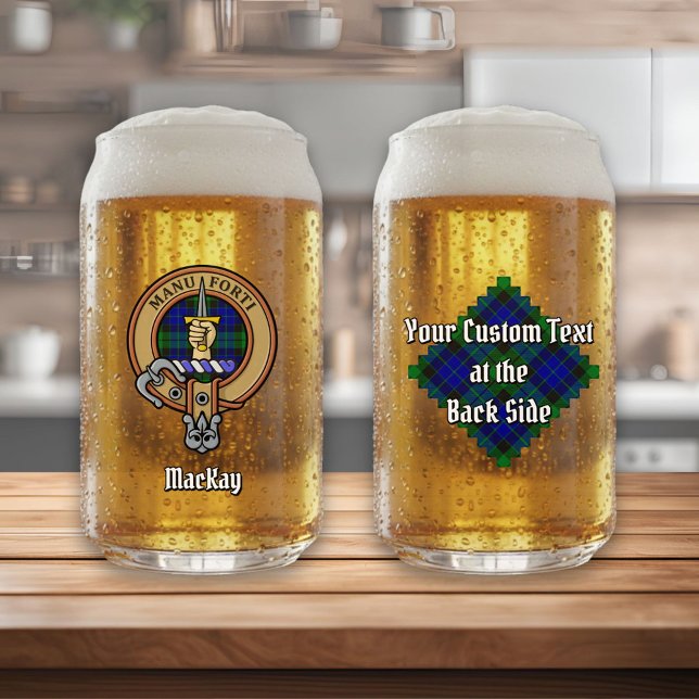 Verre Canette Clan MacKay Crest sur Tartan (Créateur téléchargé)