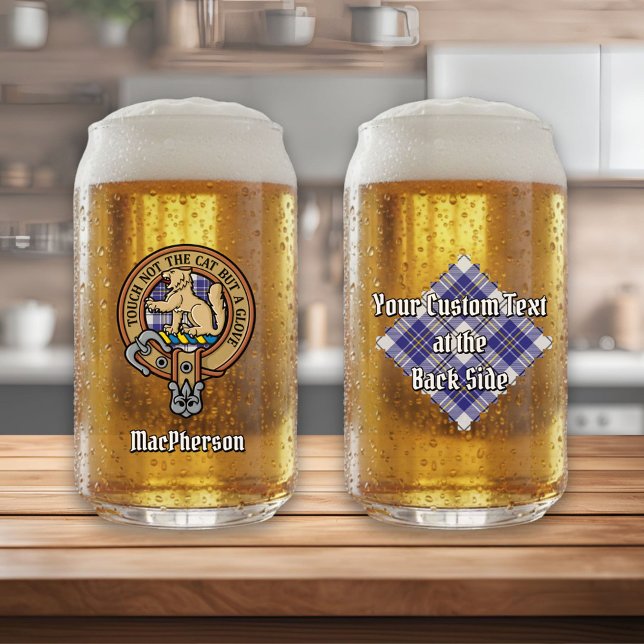 Verre Canette Clan MacPherson Crest sur la robe bleue Tartan (Créateur téléchargé)