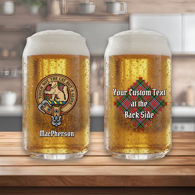Verre Canette Clan MacPherson Crest sur Tartan (Créateur téléchargé)