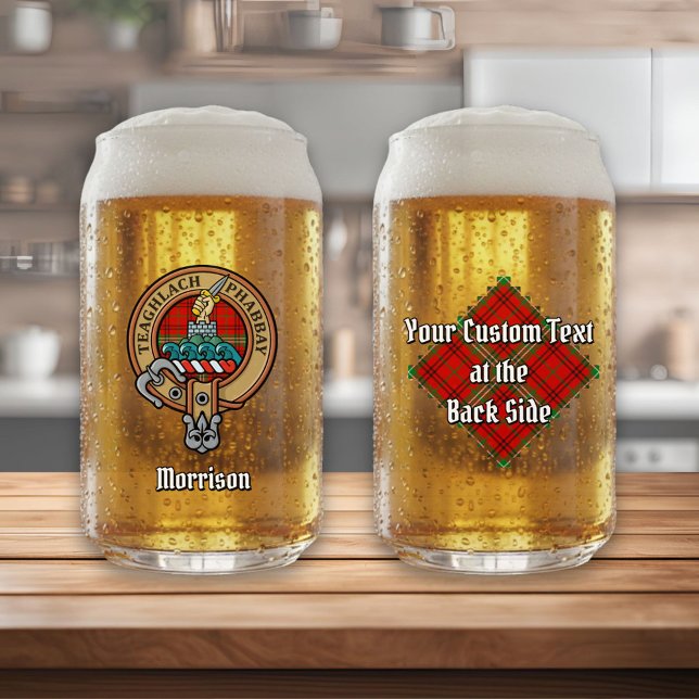 Verre Canette Clan Morrison Crest sur Red Tartan (Créateur téléchargé)