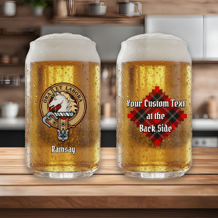 Verre Canette Clan Ramsay Crest sur Red Tartan
