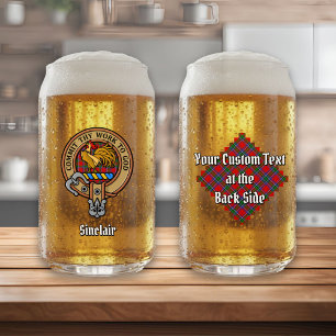 Verre Canette Clan Sinclair Crest sur Red Tartan