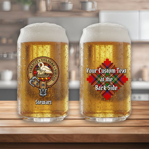 Verre Canette Clan Stewart Crest sur Royal Tartan