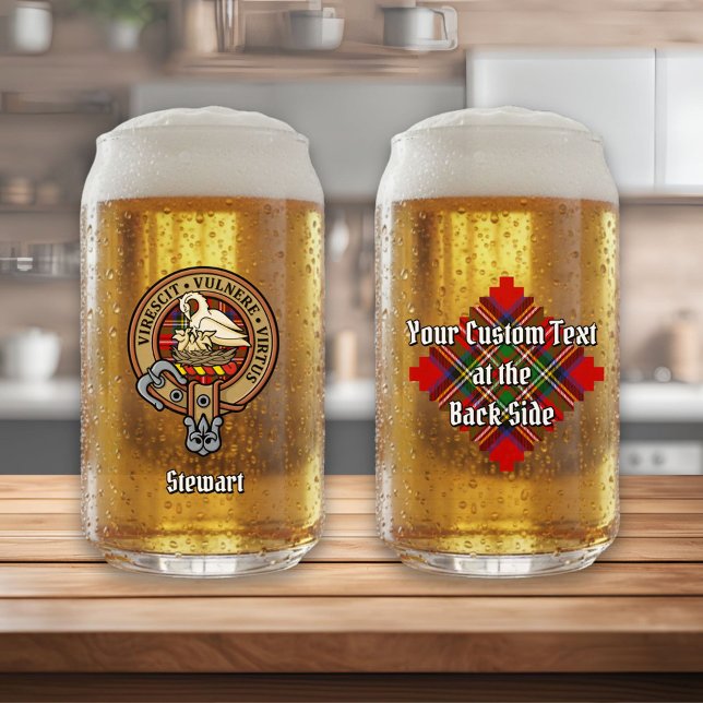 Verre Canette Clan Stewart Crest sur Royal Tartan (Créateur téléchargé)
