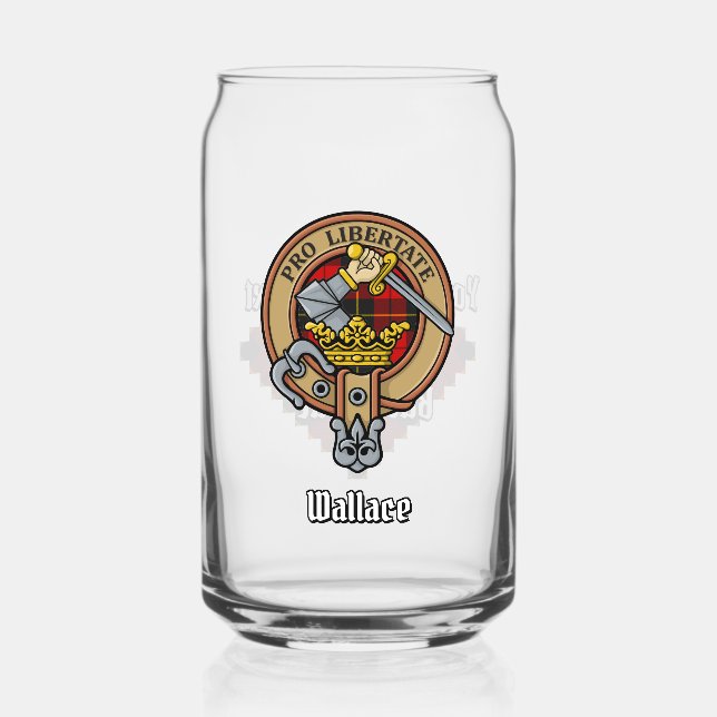 Verre Canette Clan Wallace Crest sur Tartan (Recto)