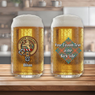 Verre Canette Clan Wilson Crest au-dessus de Tartan antique