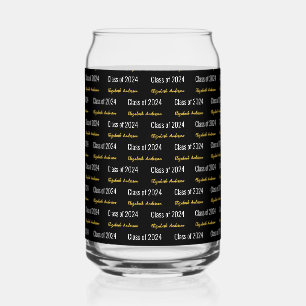 Verre Canette Classe de 2024 Grand's Full Name Black White Gold